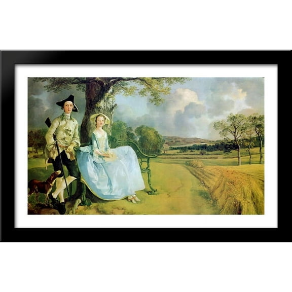 Mr. and Mrs. Andrews 40x26 Large Black Wood Framed Print Art by Thomas Gainsborough