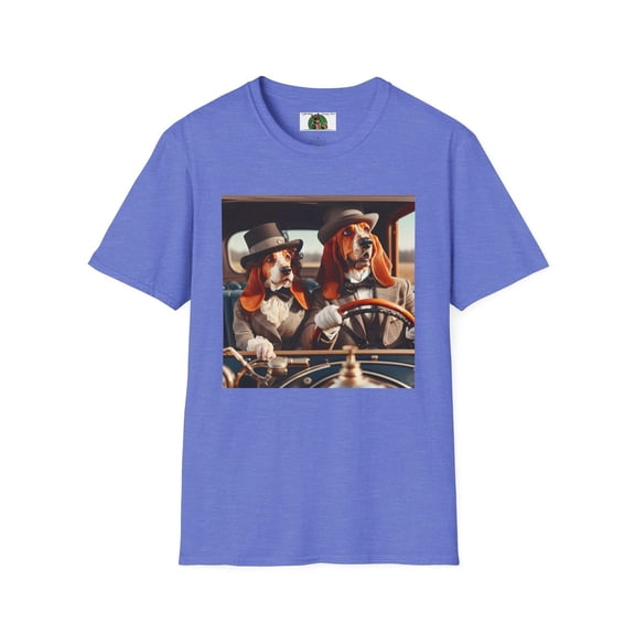 Mr and Mrs Basset Hounds Olde Timey Unisex Softstyle T-Shirt