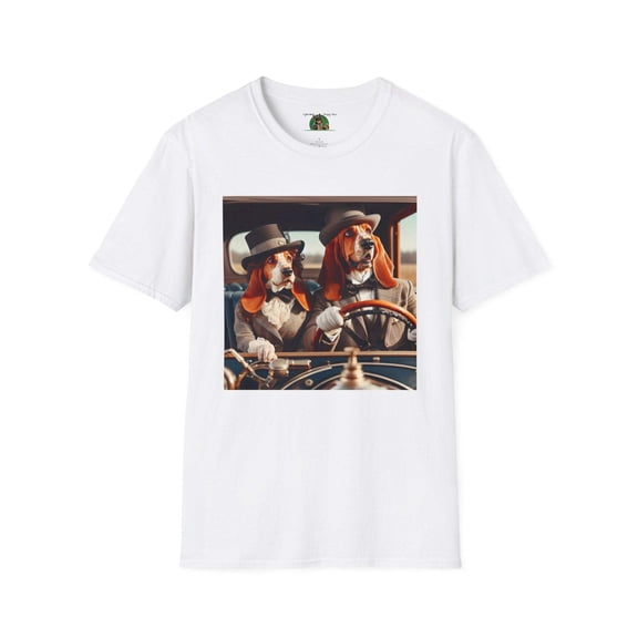 Mr and Mrs Basset Hounds Olde Timey Unisex Softstyle T-Shirt