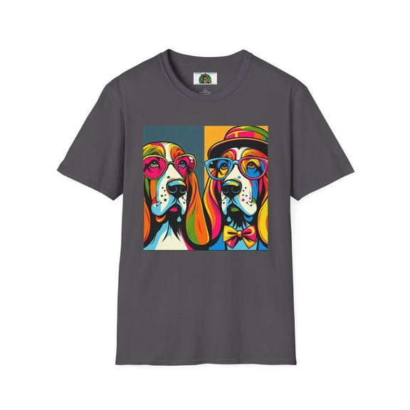 Mr and Mrs Basset Hounds PopArt4 Unisex Softstyle T-Shirt