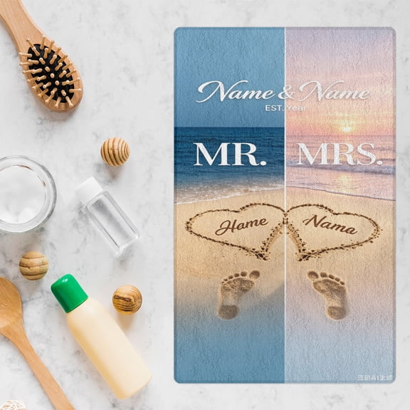Mr and Mrs Beach Towels for Couples Custom His and Hers Beach Towels with Name Wedding Travel Gift 51*31IN