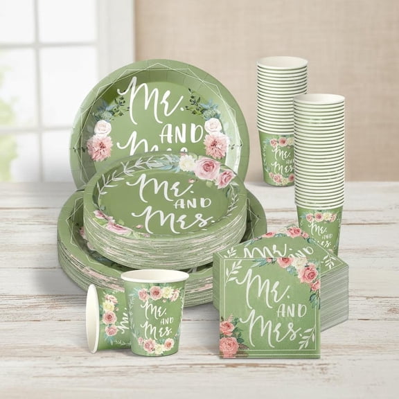 Mr. and Mrs. Bridal Shower Plates Napkins Sets Dinner Plates Dessert Plate Cups Napkins Party Supplies Bridal Shower Engagement Decoration