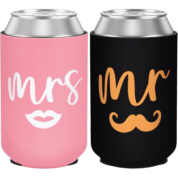 Mr and Mrs Can Cooler Set of 12, Insulated Drink Sleeves for Bride and Groom, Wedding Gifts for Newlyweds, Engagement Gifts for Couples