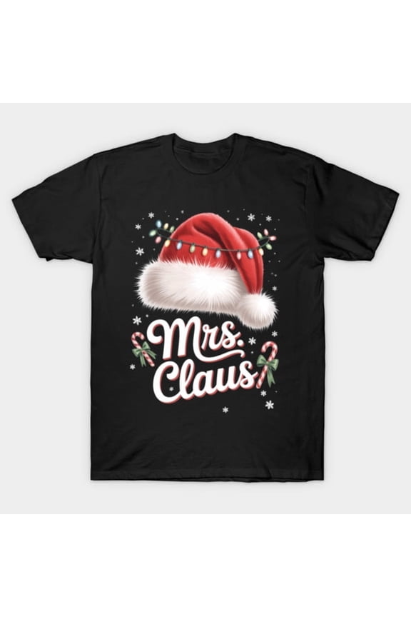 Mr and Mrs Claus Couples Matching Christmas Holiday Design, H44136 Unisex T-Shirt, Up to 5XL Available
