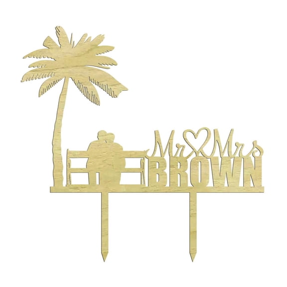 "Mr and Mrs" Couple Cake Topper Rustic Wooden Tree Wedding Cake Topper Cake Decoration 7"-8" Inches Wide