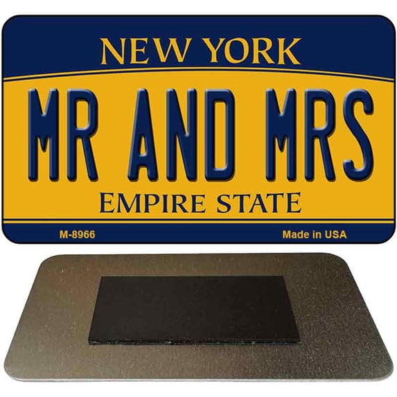 Mr and Mrs New York State License Plate Tag Magnet M-8966 3.5" x 2" Magnet (M)