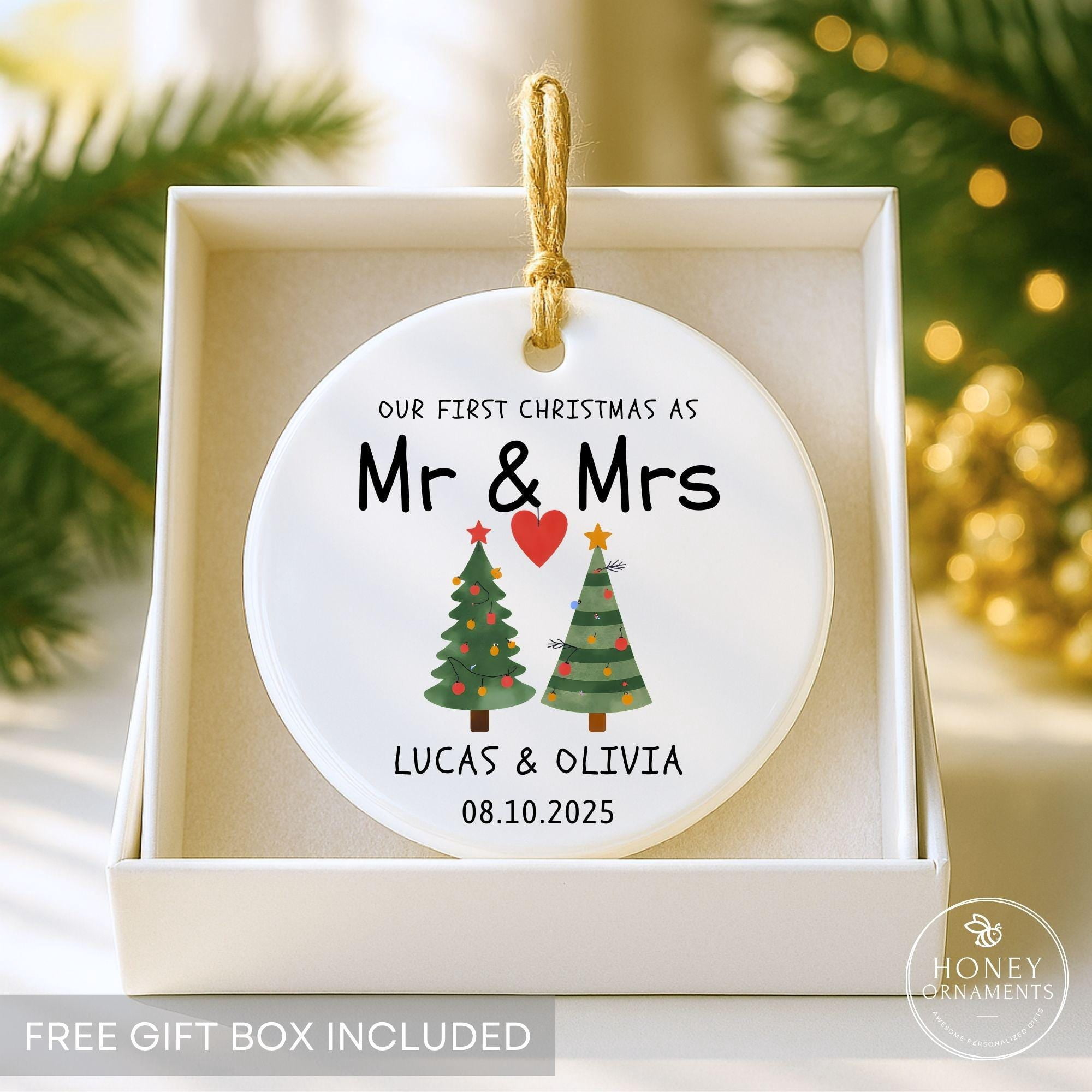 Mr and Mrs Ornament 2025 Personalized Wedding Gift Our First Christmas ...