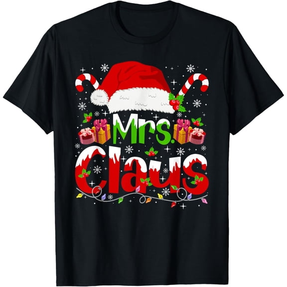 Mr and Mrs Santa Claus Funny Couples Matching Christmas PJ Adult T-Shirt