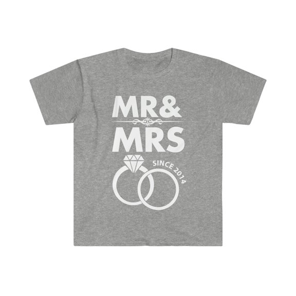 Mr and Mrs Since 2014 Wedding Anniversary Unisex T-shirt S-3XL