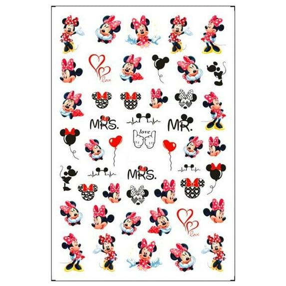 Mr and Mrs So in Love Cute Minnie Mouse Mickey Mouse Heart Xoxo Nail Decals Sticker Salon Quality Nail Art - Bride and Groom - wedding nail stickers