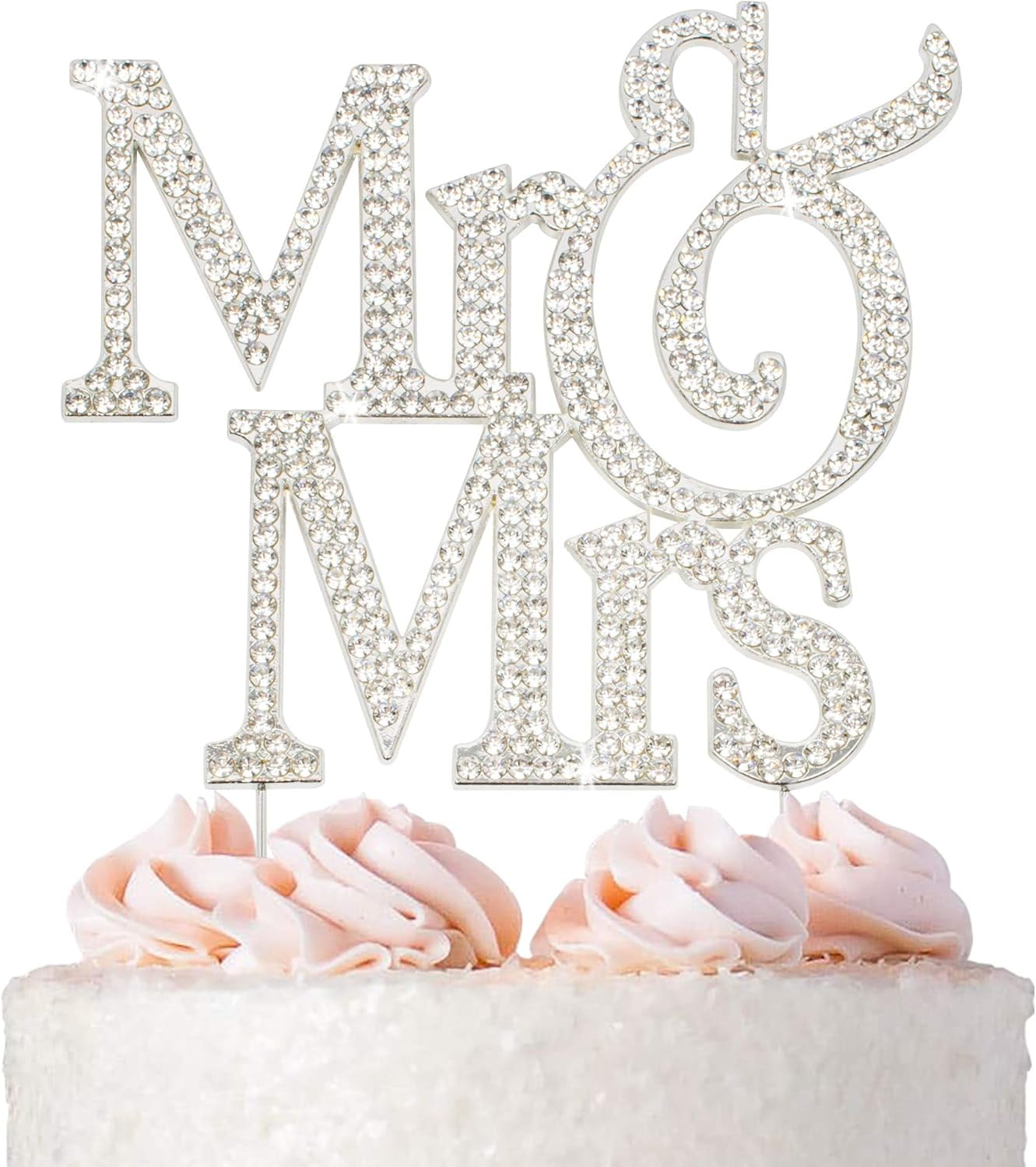 60th Birthday Cake Topper | Silver Metal With Rhinestones | Adjustable Height For Any Cake