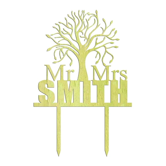 "Mr and Mrs" Wedding Cake Topper Rustic Wooden Tree Cake Topper 5"- 6" Inches Wide