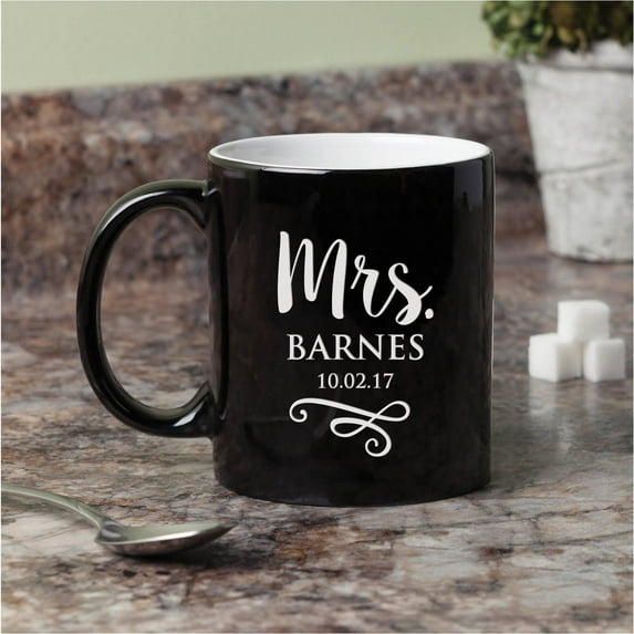 Mr. or Mrs. Black and White Personalized Mug