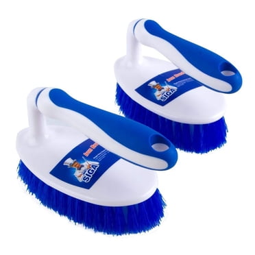 MR.SIGA heavy duty scrub brush with comfortable grip, handle cleaning brush for bathroom, shower, sink, floor, 2-pack