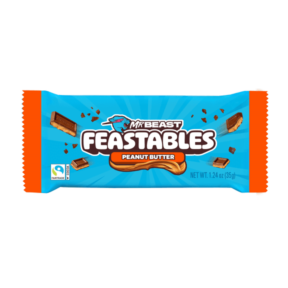 Feastables MrBeast Peanut Butter Milk Chocolate Bar, 12.24 oz (35g), 5 Count