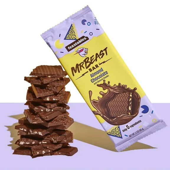 MrBeast Feastables Almond Chocolate Bar with Almond Chunks 2.1 oz 10-Pack