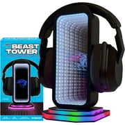 MrBeast Gaming Headphone Stand, RGB Light Display with Infinity Mirror Effect and Logo, Universal Headset Holder; USB Powered
