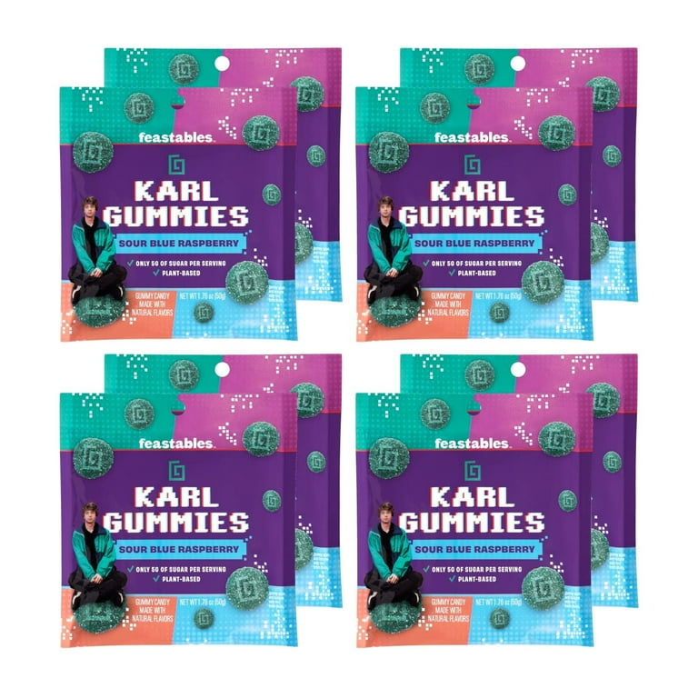 MrBeast Karl Gummy Sour Candy - Blue Raspberry - 1.76 oz Bag (Pack