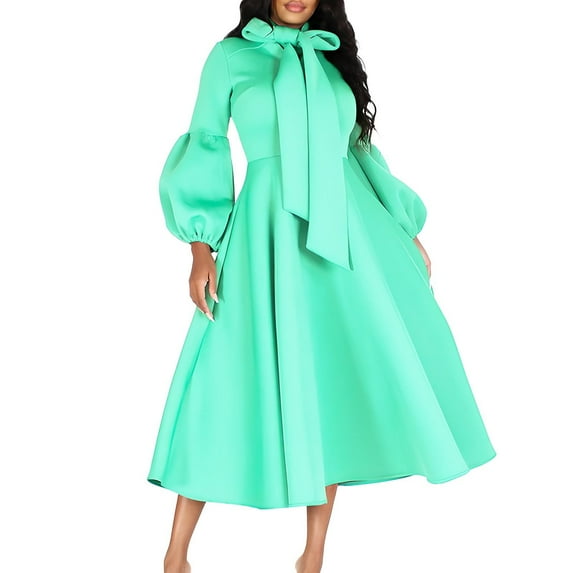 Mrasaso Clearance Dresses for Women 2024 Women Versatile Fashion Long Sleeved Waist Retraction Solid Split 7/4 Sleeve Waist Wrapped Large Hem Long Dress Summer Dresses for Women 2024