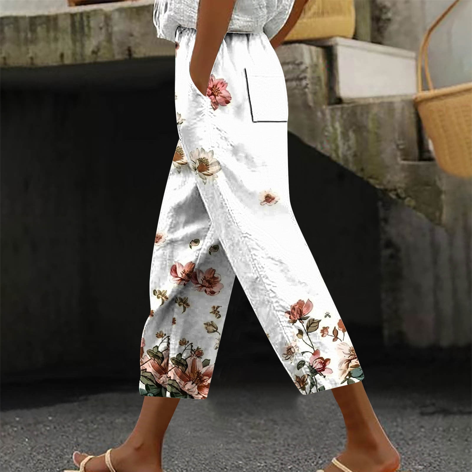 Mrasaso Clearance Pants Women'S Casual Drawstring Print Fashion LaceUp