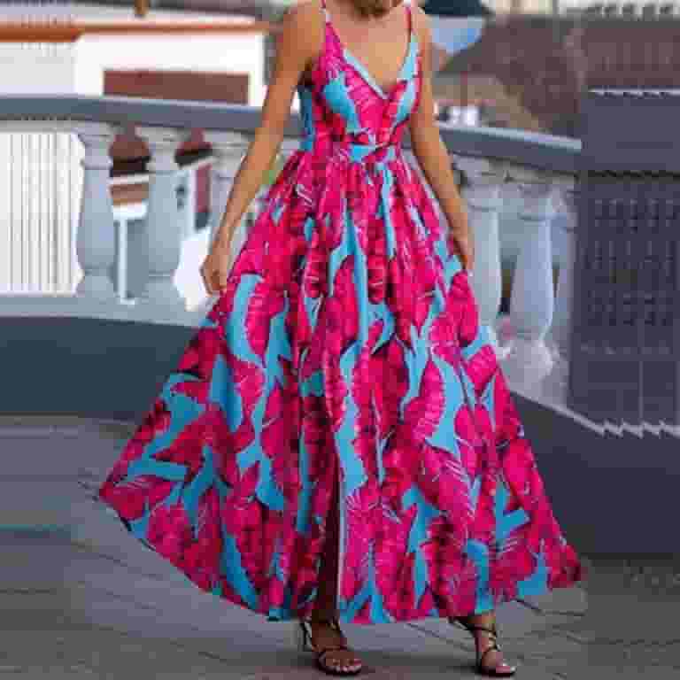 Casual Vacation Floral O Neck Printed Dress Dresses Casual Vacation Floral O Neck Printed Dress Dresses
