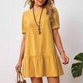 thumbnail image 1 of Mrasaso Deals Of The Day! Tennis Dress,Women's Summer Loose Fits Dress Cotton Linen Round Neck Short Sleeve Dress,Light & Breezy for Hot Summer DaysYellow L, 1 of 9