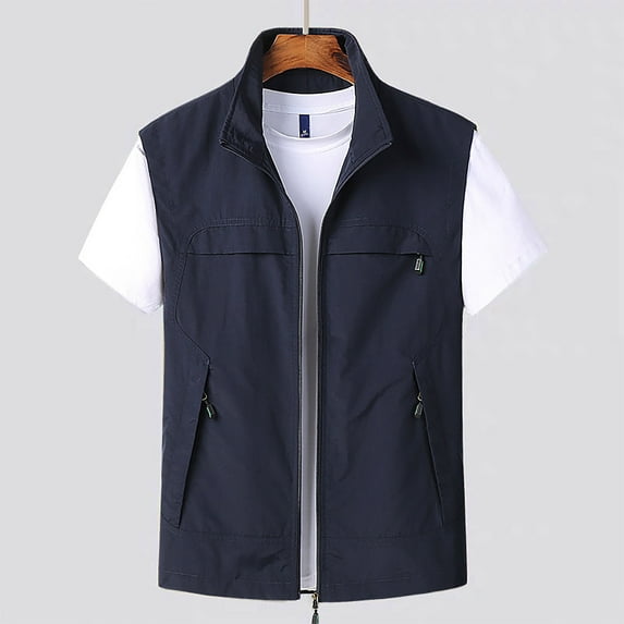 Mrasaso Mens T-Shirts Summer Savings Clearance Men's Thin Sports Multi-Bag Casual Quick-Drying Loose Vest Mountaineering Tooling Outdoor Vest Jackets Blue XXXL