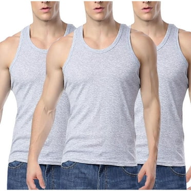 Mrasaso Tank Tops for Men, Men's Undershirts Crew Neck Cotton ComfortSoft Sleeveless Tank Top Undershirts Gym Workout Fitness Muscle T Shirts 3 Pack on Clearance 4XL