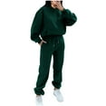 thumbnail image 1 of Mrat 2 Piece Travel Sweatsuit Fashion Women Pocket Round-Neck Casual Long Sleeve Sweatshirt and Pant Set Travel Tracksuit Set S-141 Green XL, 1 of 5