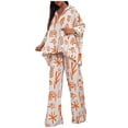 thumbnail image 1 of Mrat 2 Piece Trendy Tracksuit Plus Size Fashion Women Casual Printed Long Sleeve Round Neck Tops Long Dress Sets Travel Suit Set S-658 Orange XL, 1 of 6