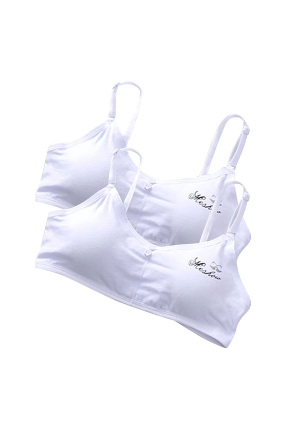 Backless Sports Bra 3pc Girls Bra Comfort Fitting Seamless for Girl Teens with Adjustable Straps Underwear Bras S-334 White One Size