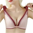 thumbnail image 1 of Mrat Balconette Bras for Women Women's Bra Wire Free Underwear Large Size Thin Cup Lace Bra Push Up Bras for Women No Underwire S-58 Purple L, 1 of 6
