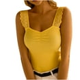 thumbnail image 1 of Mrat Baseball Tank Tops Women's Sling Solid Tank Tops Sleeveless Summer Casual Blouse Sleeveless Basic Tight T Shirts S-190 Yellow M, 1 of 5