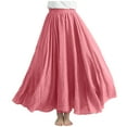 thumbnail image 1 of Mrat Big Hem Skirts Women Summer Plus Size Solid Color Elastic Waist Flax A-Line Ankle Skirt Big Hem Skirts S-17 Watermelon Red-A One Size, 1 of 6