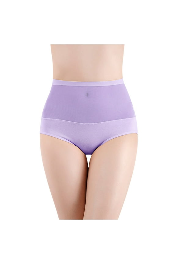 Bikini Underwear for Women Women's Solid High Waist Warm Underwear Cotton Underwear Briefs Thinx Bladder Leak Underwear for Women S-245 Purple L