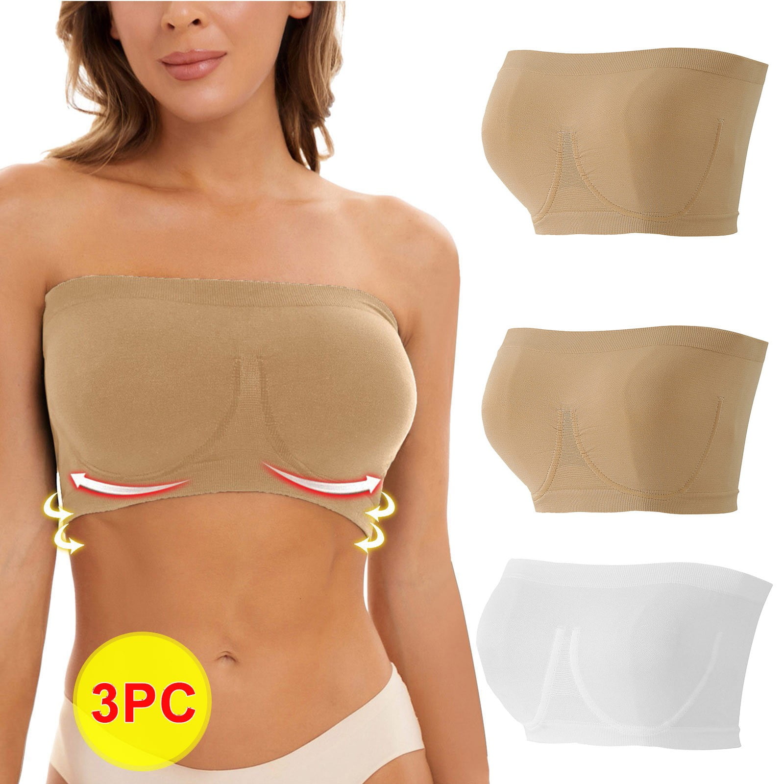 Mrat Bralettes For Women Front Closure Post Back Shapewear Sheer Bralette Strapless Large