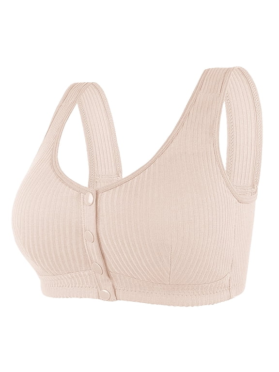 Bras for Women Sports Bras Women Plus Size Push-Up Bra Style M-70 Women's Plus Size Female Bralette V-Neck Front Snap Bra Closure Lace Bralette Beige 3XL