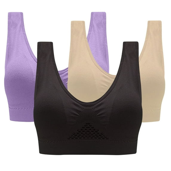 Mrat Bras for Women Comfort Seamless Bra 3-Pack Women Sports Bra without Wire Free Support Yoga Running Underwears Bralette for Women S-2133 Multicolor 2Xl