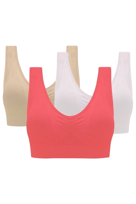 Mrat Bras for Women Padded 3-Pack Women Sports Bra without Wire Free Support Yoga Running Underwear Half Bras for Women Strapless Plus Size S-2145 Multicolor 2Xl