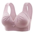 thumbnail image 1 of Mrat Bras for Women Push Up Front Closure Bras Women Plus Size Longline Bra Style M-693 Women Size Tank Top Bra Female V-Neck Hook and Eye Bra Closure Lace Bra Pink L, 1 of 7