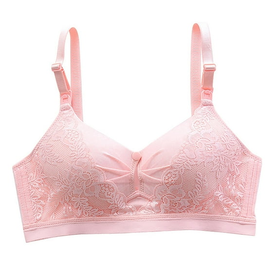 Mrat Bras for Women Underwire Womens Breastfeeding Bra Gathering for Stylish Pregnant Womens Underwear During Pregnancy Front Button Thin Style Cotton Bras for Women Wirefree S-1049 Red-A 40
