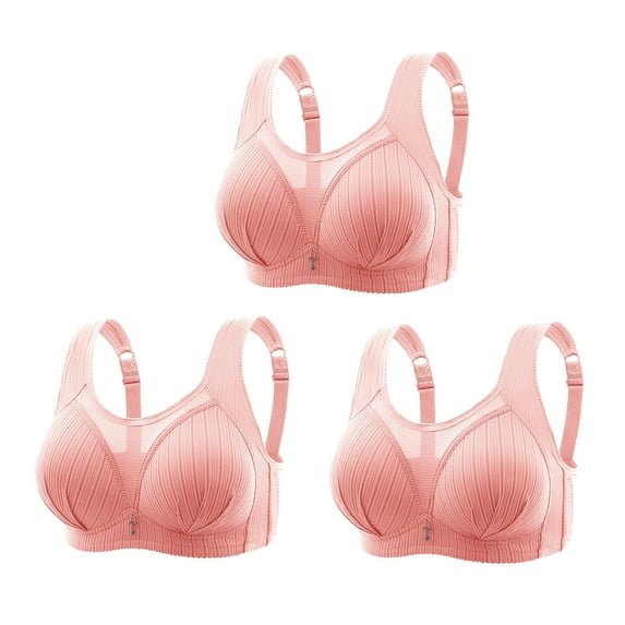 Mrat Bras for Women 3pc Mesh Bras for Women Push up Adjustable Straps Everyday Bras No Underwire Soft Bralettes Comfy Bra S-166 Hot Pink-A XXL