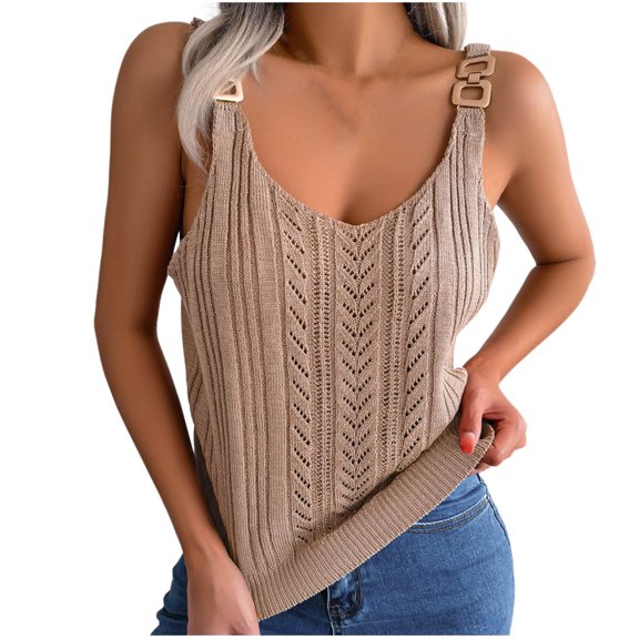 Mrat Built In Bra Tank Tops Women's Solid Color V-Neck Shirt with Exposed Button Button Tops Built In Bra Tank Tops for Women S-438 Khaki S