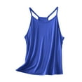 thumbnail image 1 of Mrat Camisole Tops Women's Casual and Fashionable Outerwear Solid Color Round Neck Sleeveless Tops Plus Size Camisoles for Women S-344 Blue XXL, 1 of 5
