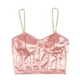 thumbnail image 1 of Mrat Camisoles for Under Clothes Fashion Women's Casual V-Neck Sleeveless Solid Chain Tops Blouse Camisoles Summer Tank Tops S-144 Pink-A M, 1 of 4