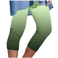 thumbnail image 1 of Mrat Capris Leggings for Women Stretch Yoga Cropped Legging High Waisted Gradient Cropped Jogging Running Pants S-21 Green 4XL, 1 of 5