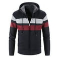 thumbnail image 1 of Mrat Cardigan Knit Button Down Cardigan Autumn and Winter New Men's Color Matching Fleece Hooded Cardigan Crew Neck Knit Cardigan, 1 of 3