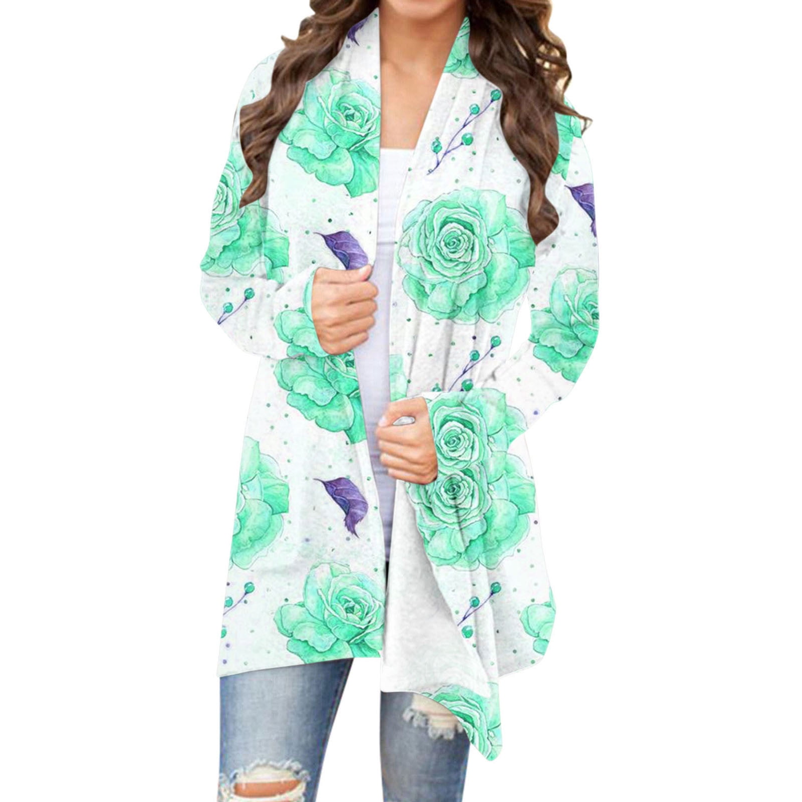 Mrat Cardigan for Women Long Sleeved Floral Womens Cardigans ...