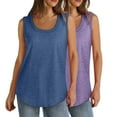 thumbnail image 1 of Mrat Classic Cami 2 Pack Women's Sleeveless Tank Tops Crew Neck 2024 Summer Tops Casual Loose Fitting Basic Solid Tee Shirts Fashion Clothes S-307 Blue 3XL, 1 of 9
