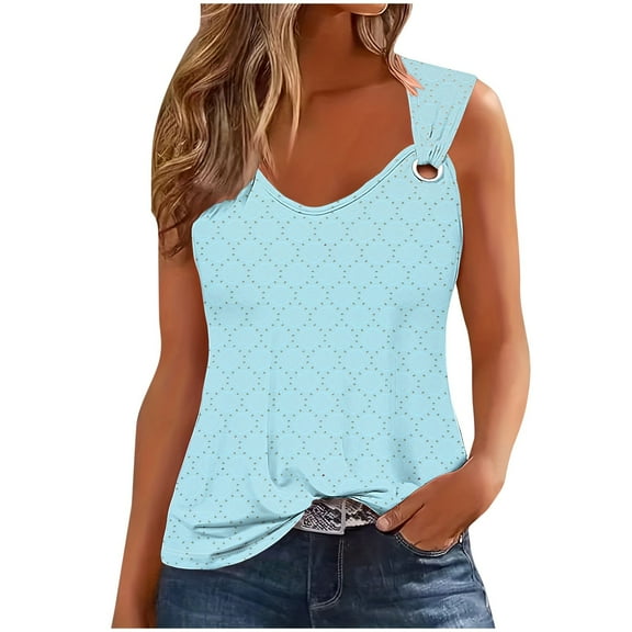 Mrat Classic Tank Tops Women's Fashion Casual Sleeveless Blouse V-Neck Tops Workout Tank Tops Woman S-527 Light Blue M